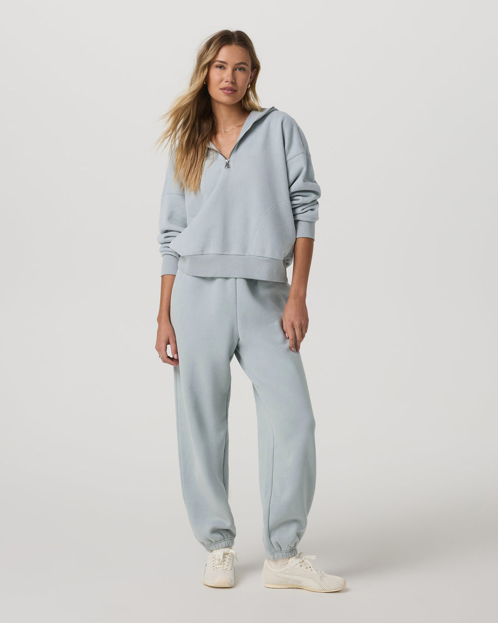Vuori Restore Relaxed Half Zip Hoodie Blue Haze Jacket