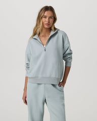 Vuori Restore Relaxed Half Zip Hoodie Blue Haze Jacket