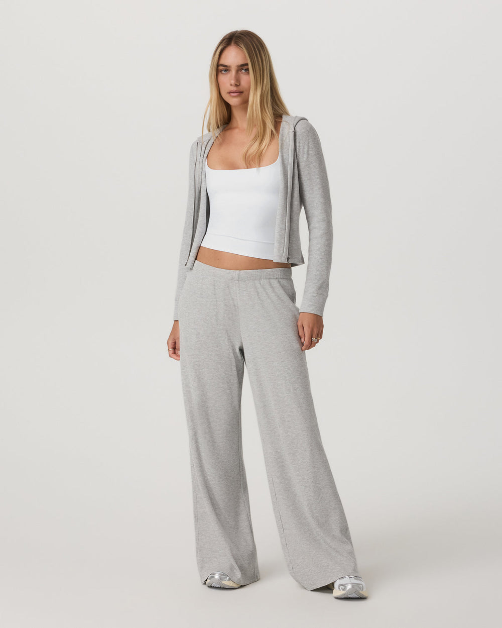 Vuori Waffle Full Zip Hoodie Women's Light Grey Hoodie