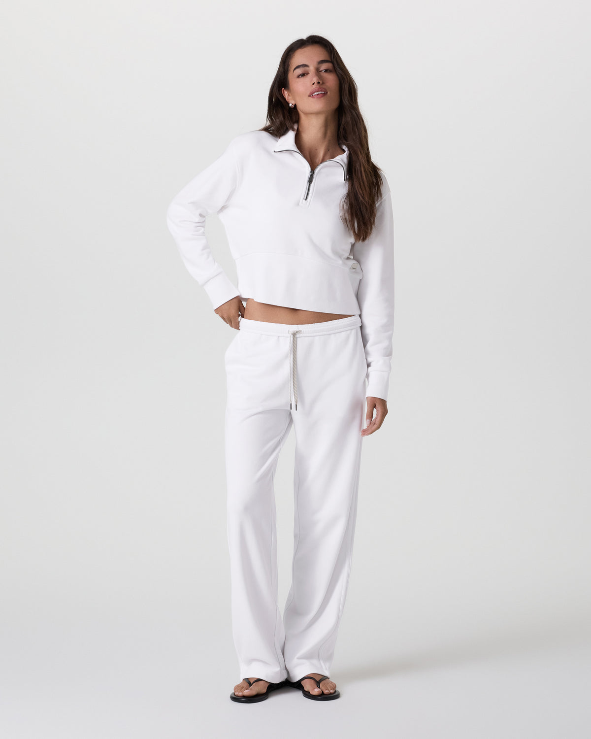 Vuori Sedona Cropped Half Zip White