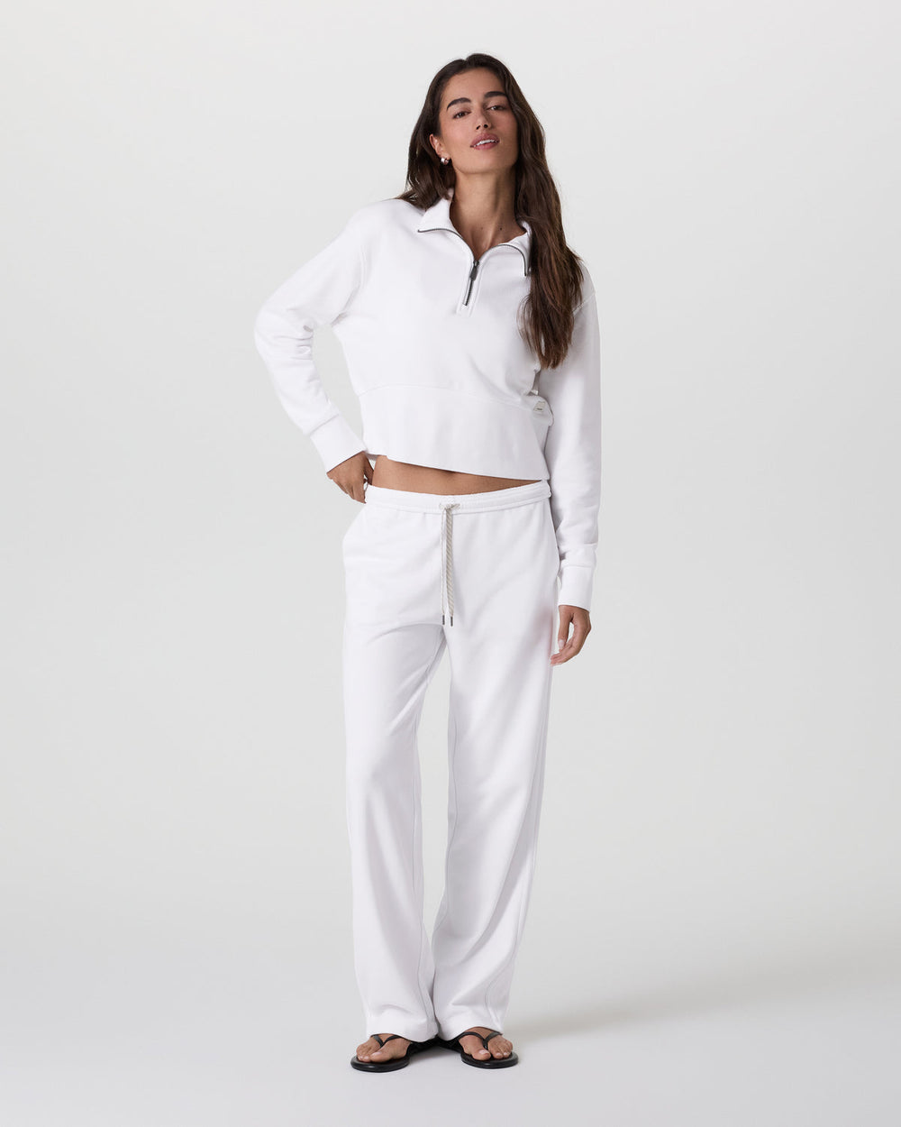Vuori Sedona Cropped Half Zip White