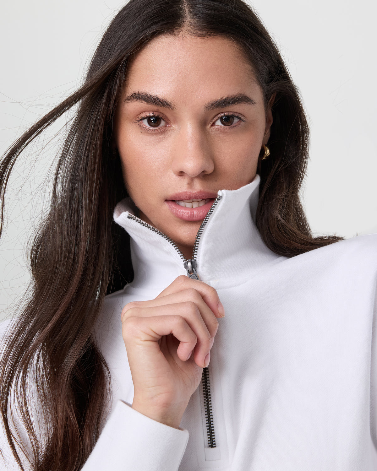 Vuori Sedona Cropped Half Zip White