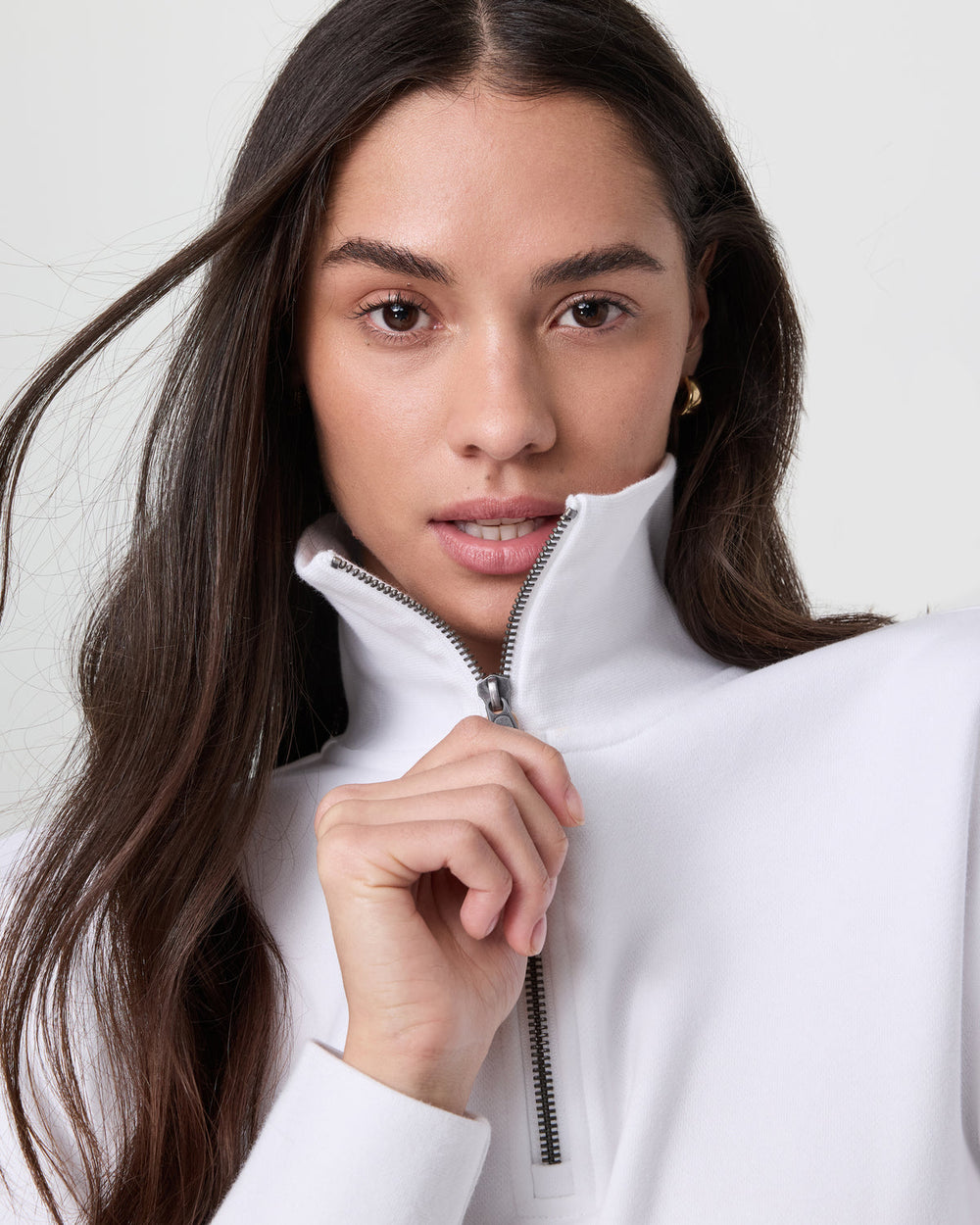 Vuori Sedona Cropped Half Zip White
