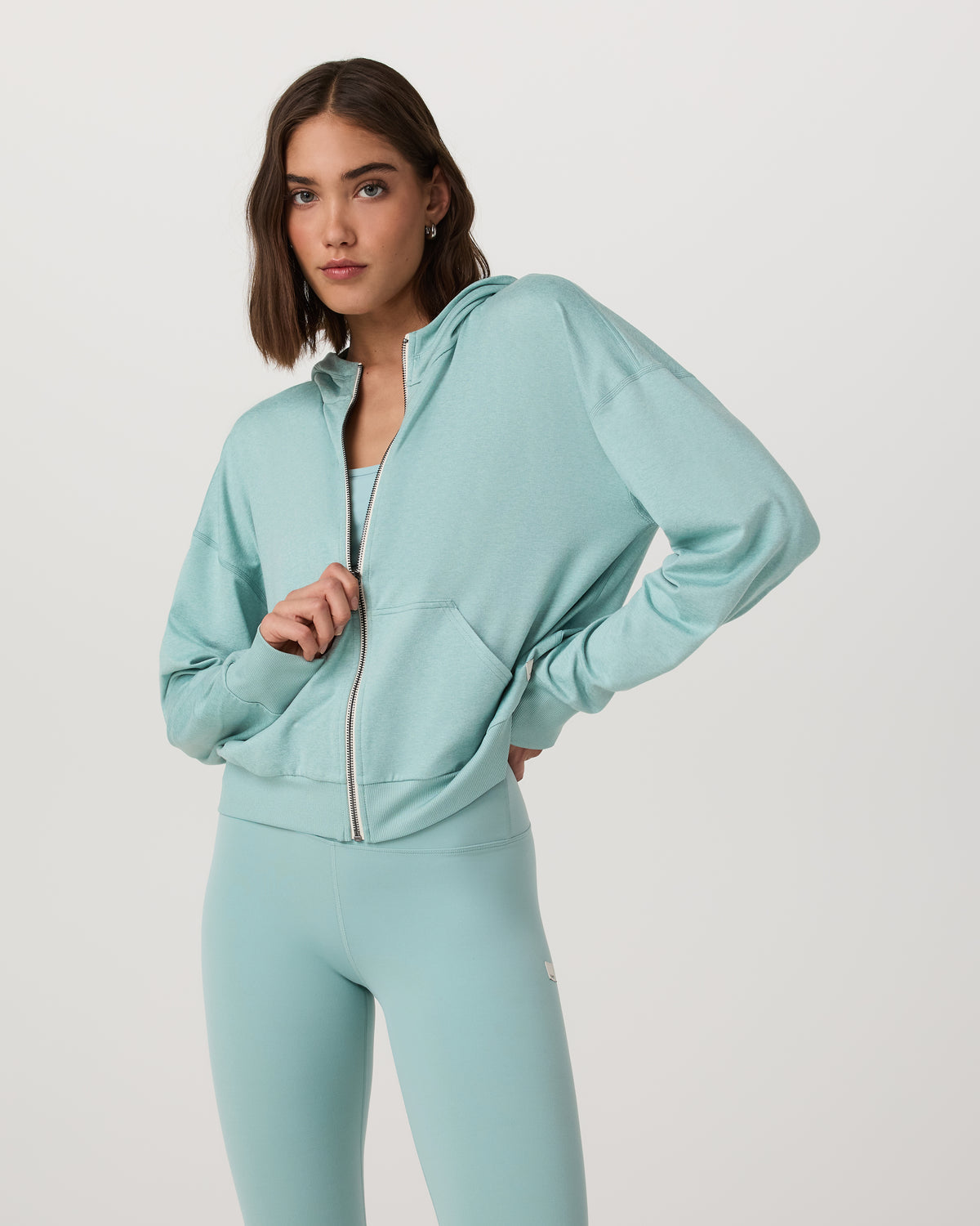 Vuori Halo Modern Full Zip Hoodie Sea Spray Heather