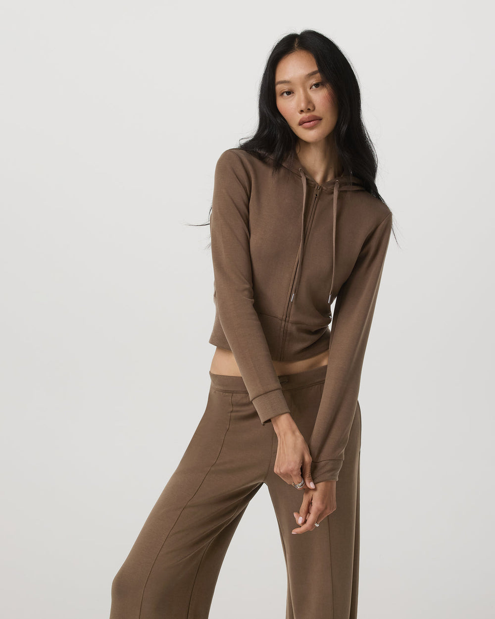 Vuori Compose Full Zip Hoodie Women's Espresso Zip-Up Jacket