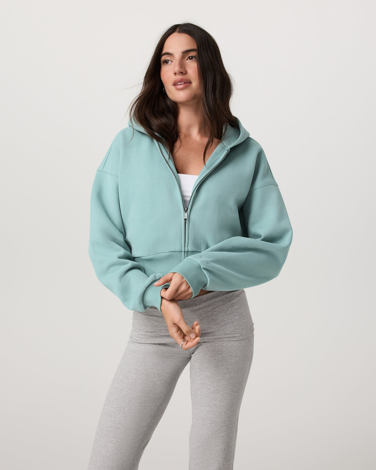 Vuori Restore Mini Full Zip Hoodie Women's Sea Spray Jacket