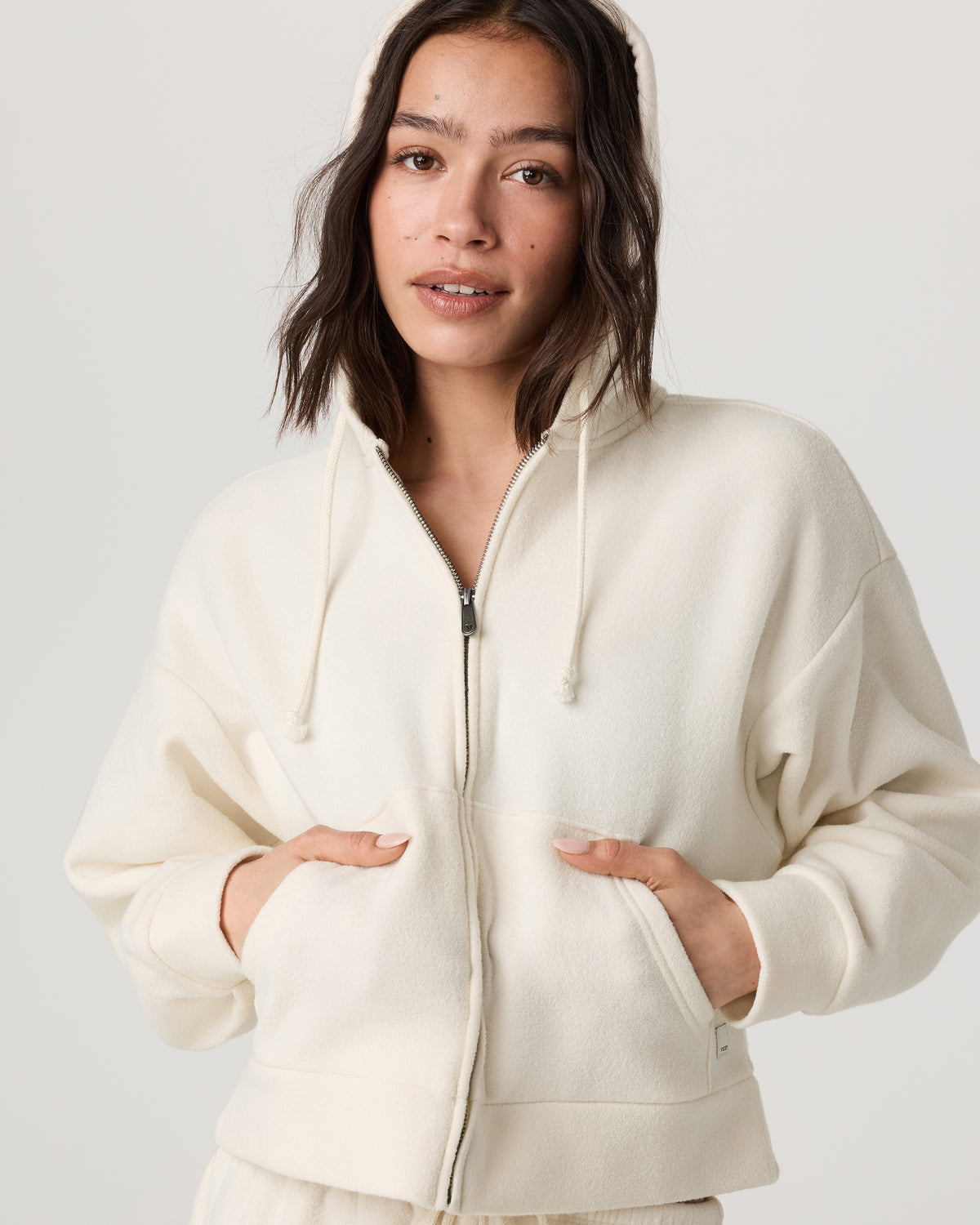 Vuori Beach Fleece Zip Up Women's Natural Full-Zip Hoodie