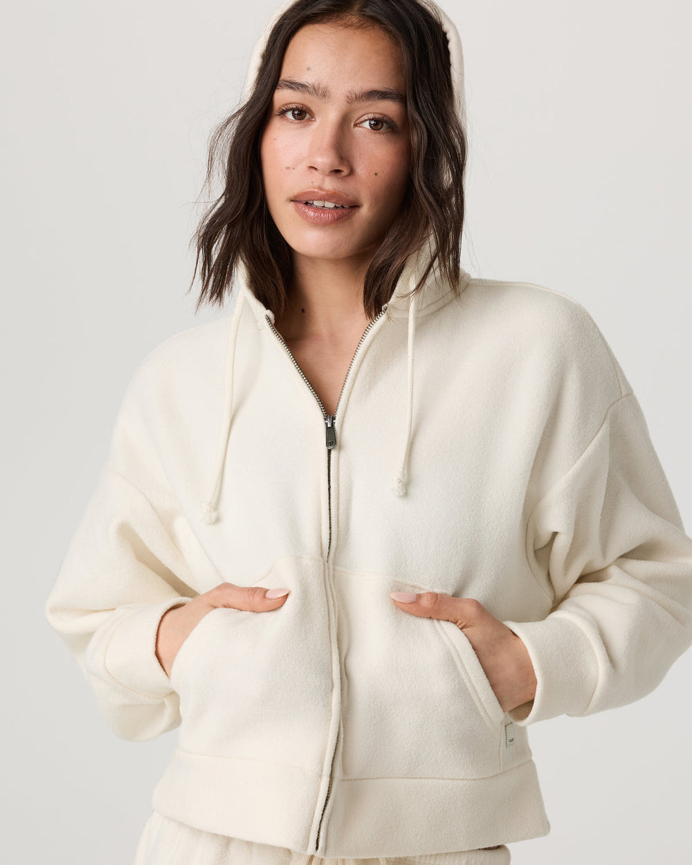 Vuori Beach Fleece Zip Up Women's Natural Full-Zip Hoodie