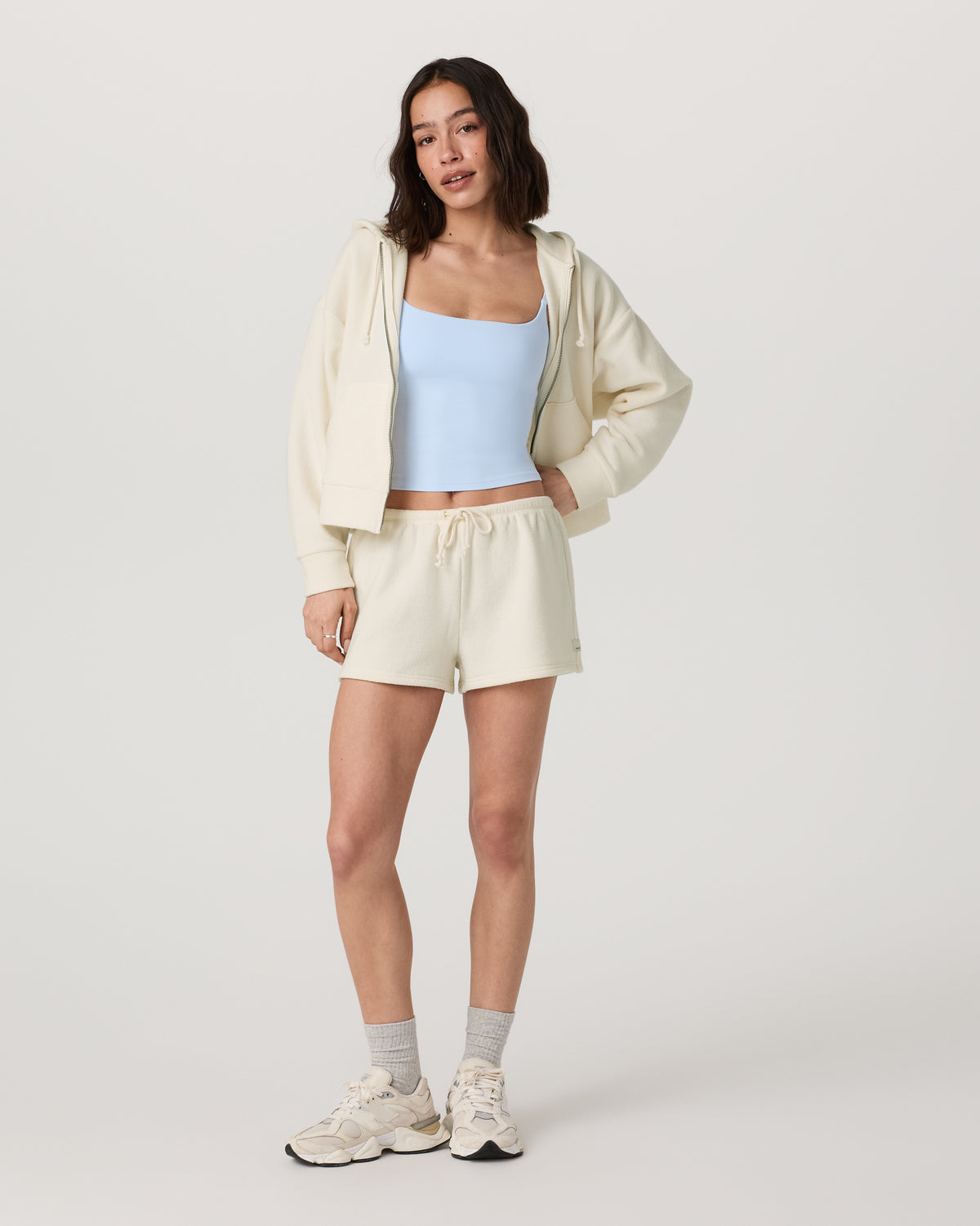 Vuori Beach Fleece Zip Up Women's Natural Full-Zip Hoodie