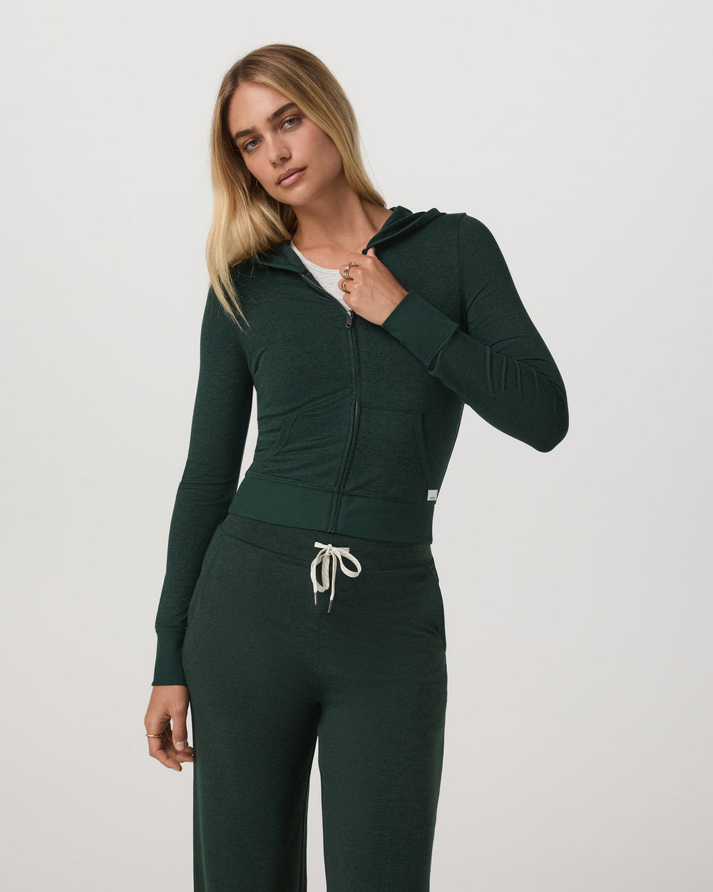 Vuori Halo Mini FZ Hoodie Women's Evergreen Heather Hoodie