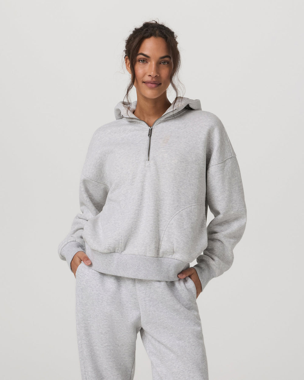 Vuori Restore Relaxed Half Zip Hoodie Pale Grey Jacket