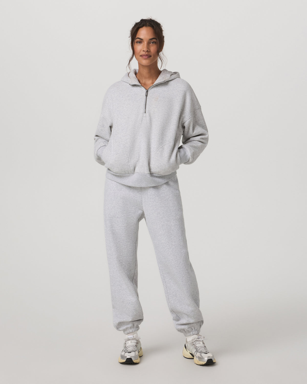 Vuori Restore Relaxed Half Zip Hoodie Pale Grey Jacket