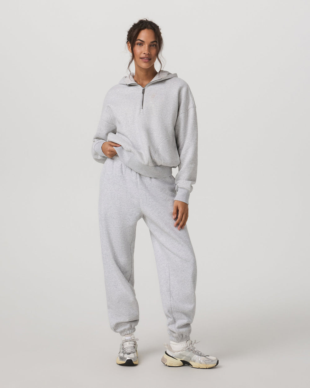 Vuori Restore Relaxed Half Zip Hoodie Pale Grey Jacket