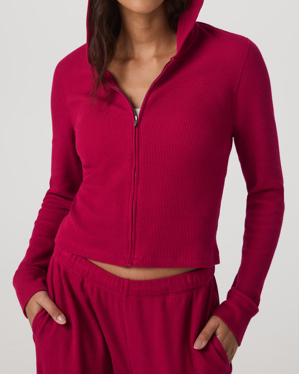 Vuori Waffle Full Zip Hoodie Women's Strawberry Hoodie