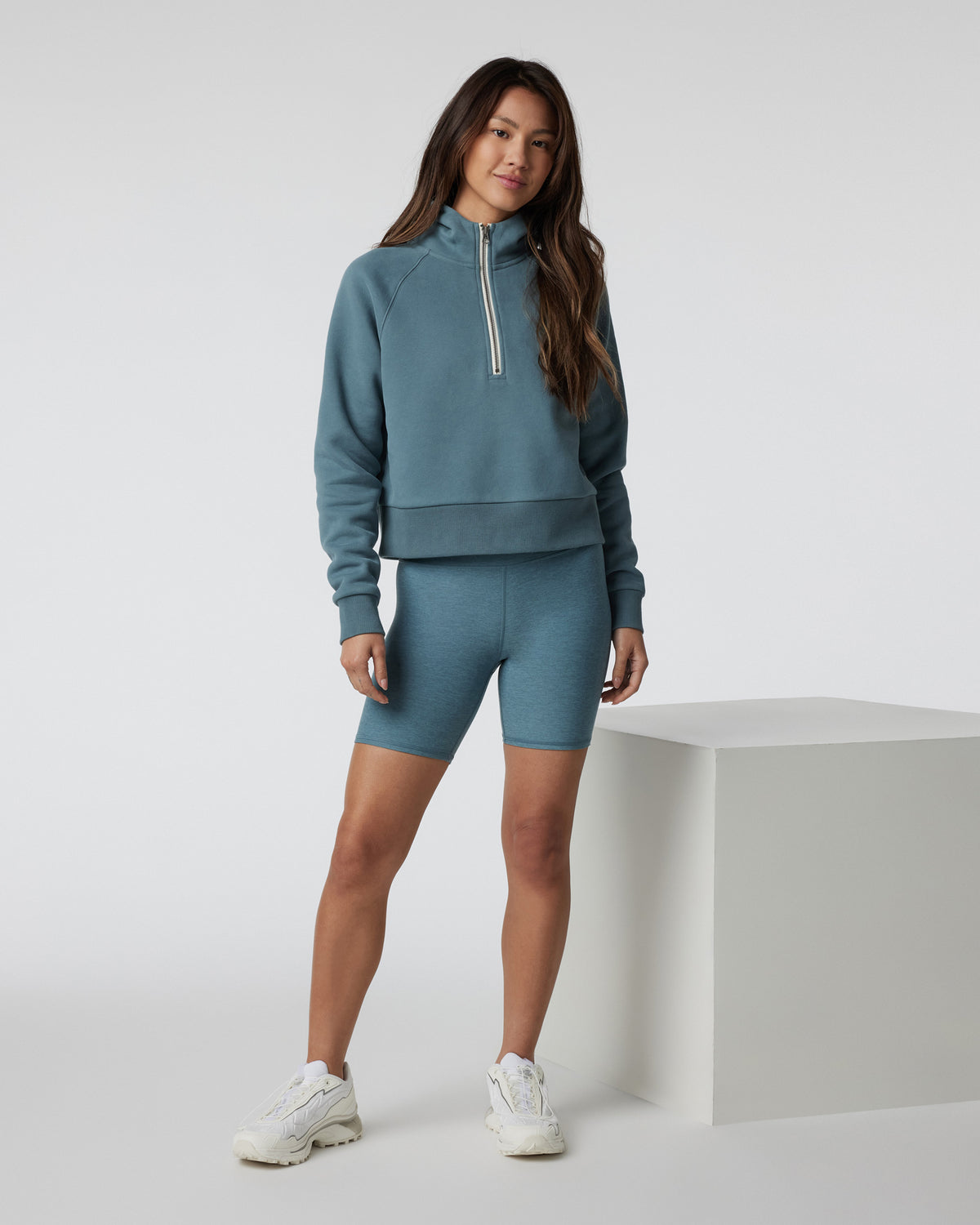 Vuori Restore Half Zip Hoodie Women's Smoke Blue Hoodie
