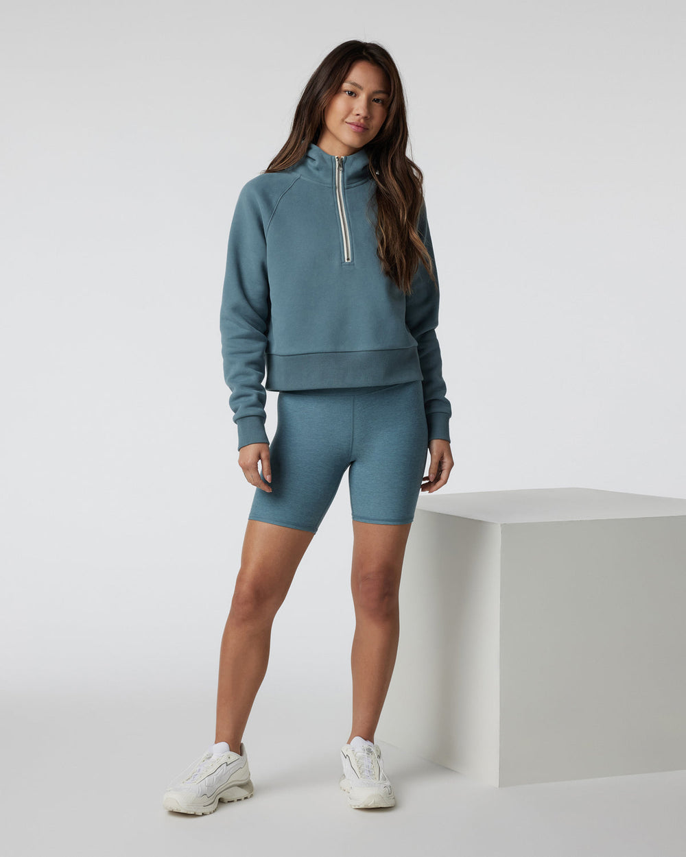 Vuori Restore Half Zip Hoodie Women's Smoke Blue Hoodie