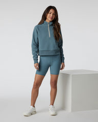 Vuori Restore Half Zip Hoodie Women's Smoke Blue Hoodie
