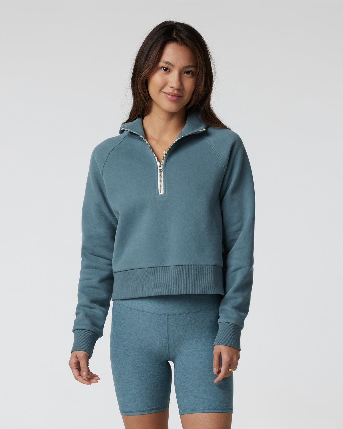 Vuori Restore Half Zip Hoodie Women's Smoke Blue Hoodie