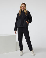 Vuori Women's Aspen Half Zip Black Fleece Pullover
