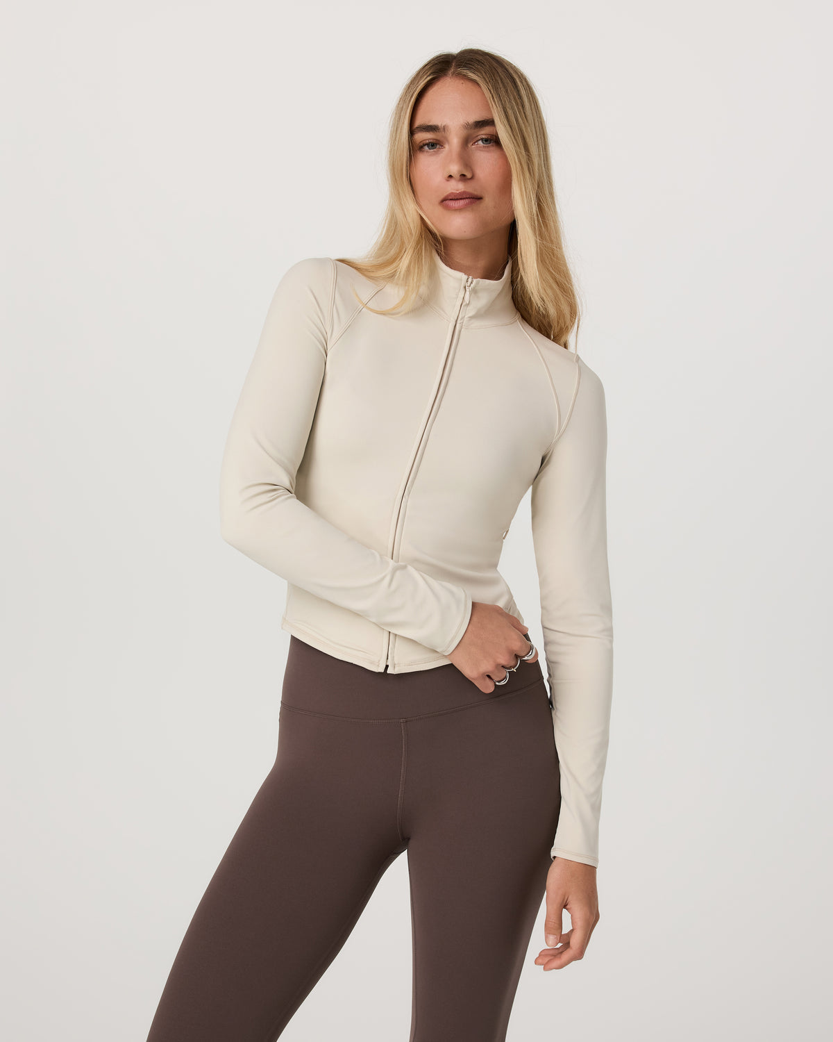 Vuori Vuori AllTheFeels™ Full Zip Women's Bone Fitness Jacket