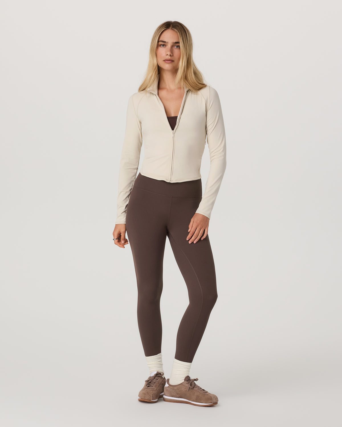 Vuori Vuori AllTheFeels™ Full Zip Women's Bone Fitness Jacket