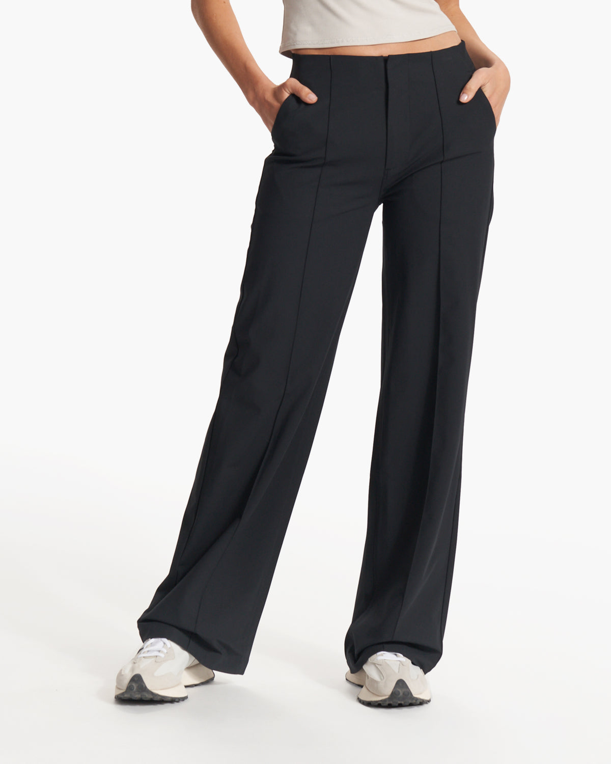Vuori Women's Meta Wideleg Black Tailored Pants
