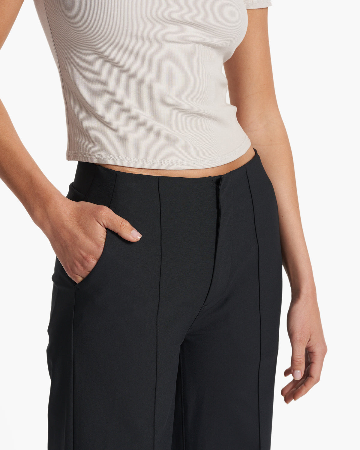 Vuori Women's Meta Wideleg Black Tailored Pants