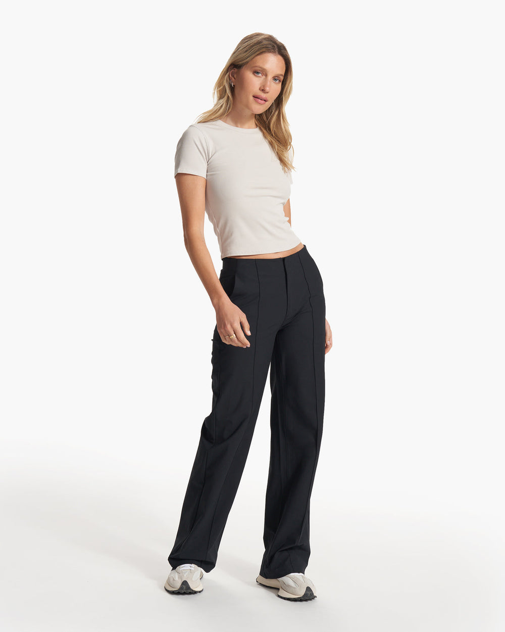 Vuori Women's Meta Wideleg Black Tailored Pants