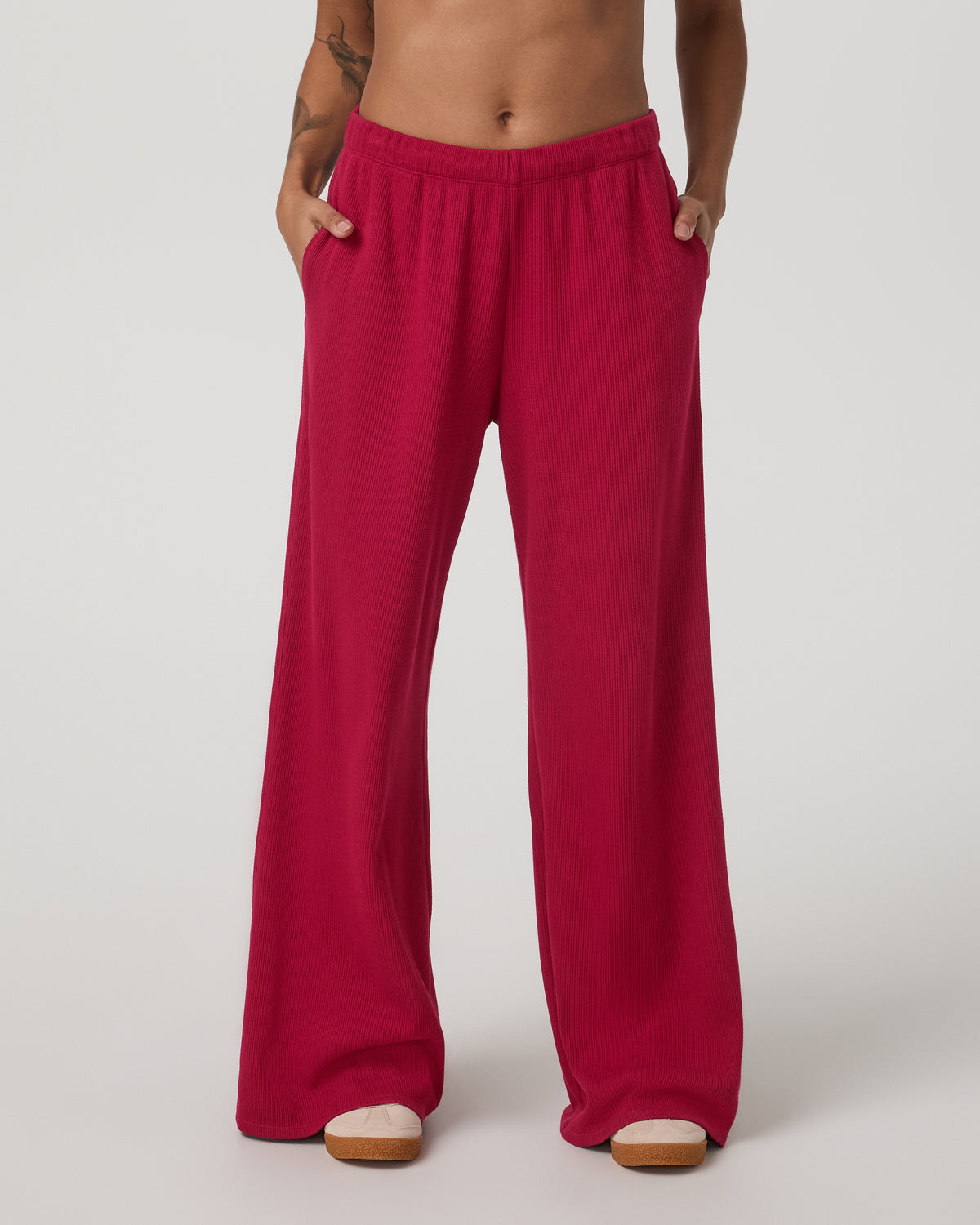 Vuori Waffle Wideleg Pant Women's Strawberry Waffle Knit Pant