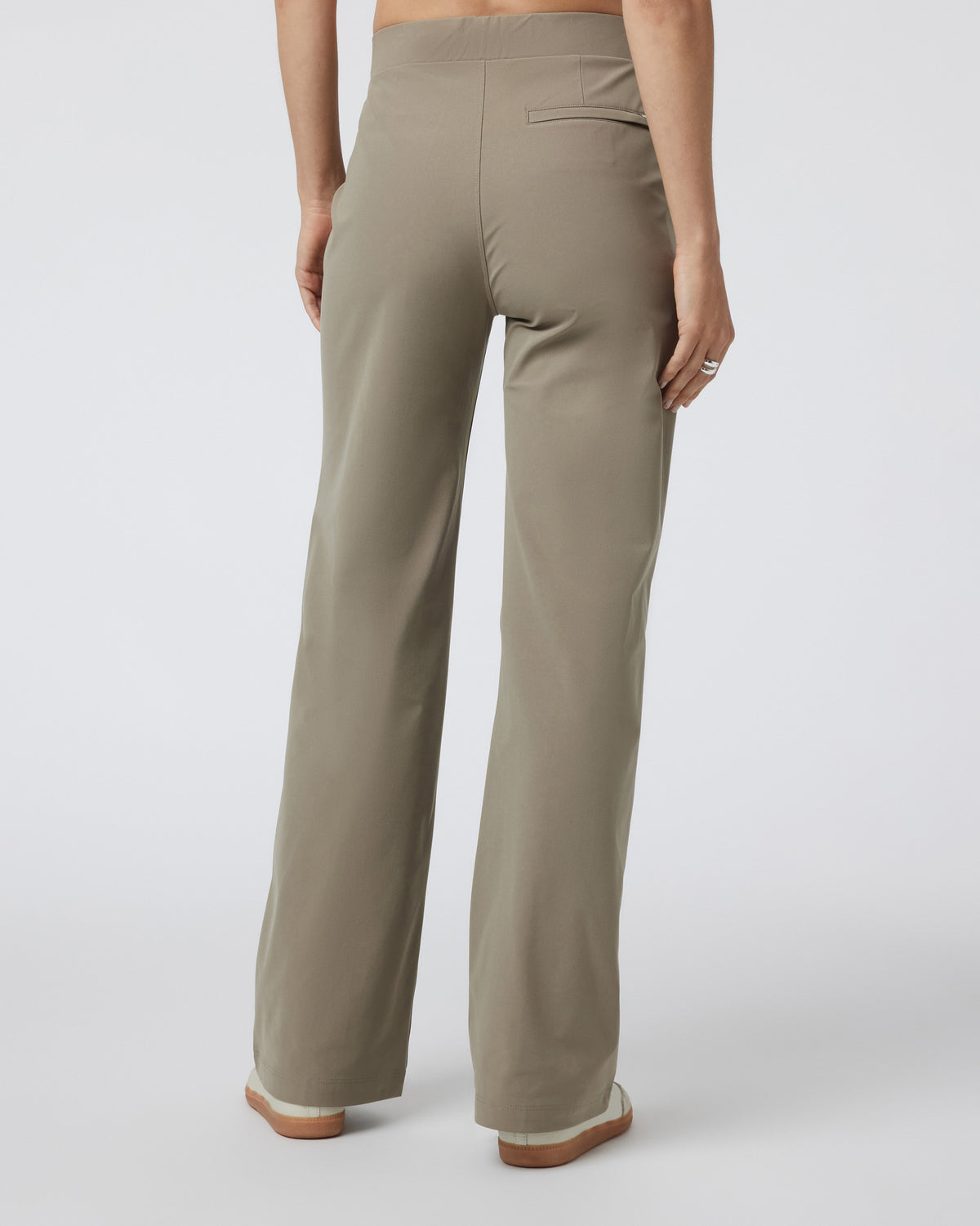 Vuori Womens Meta Wideleg Taupe Tailored Pants