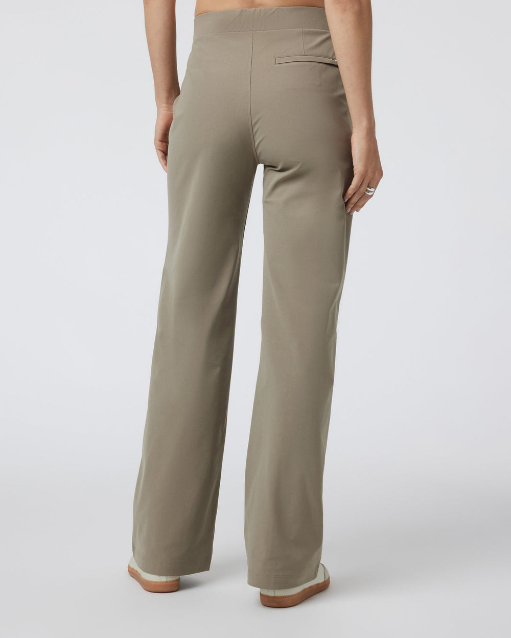 Vuori Womens Meta Wideleg Taupe Tailored Pants