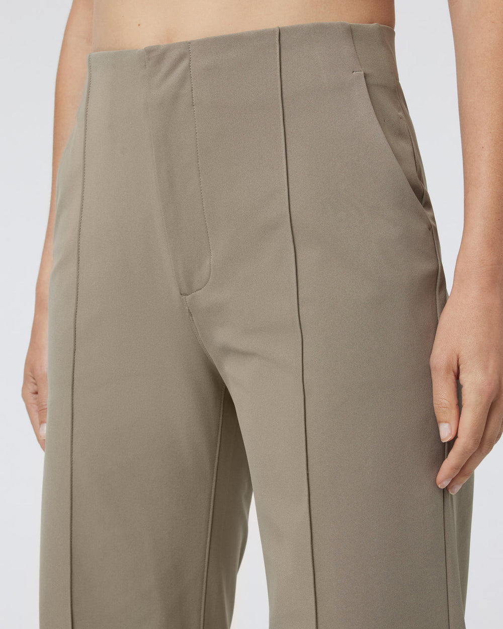 Vuori Womens Meta Wideleg Taupe Tailored Pants