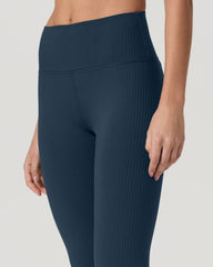 Vuori Inversion Rib Legging Women's Ocean Blue Rib Knit Leggings