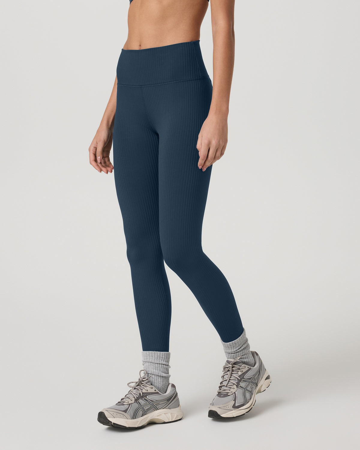 Vuori Inversion Rib Legging Women's Ocean Blue Rib Knit Leggings