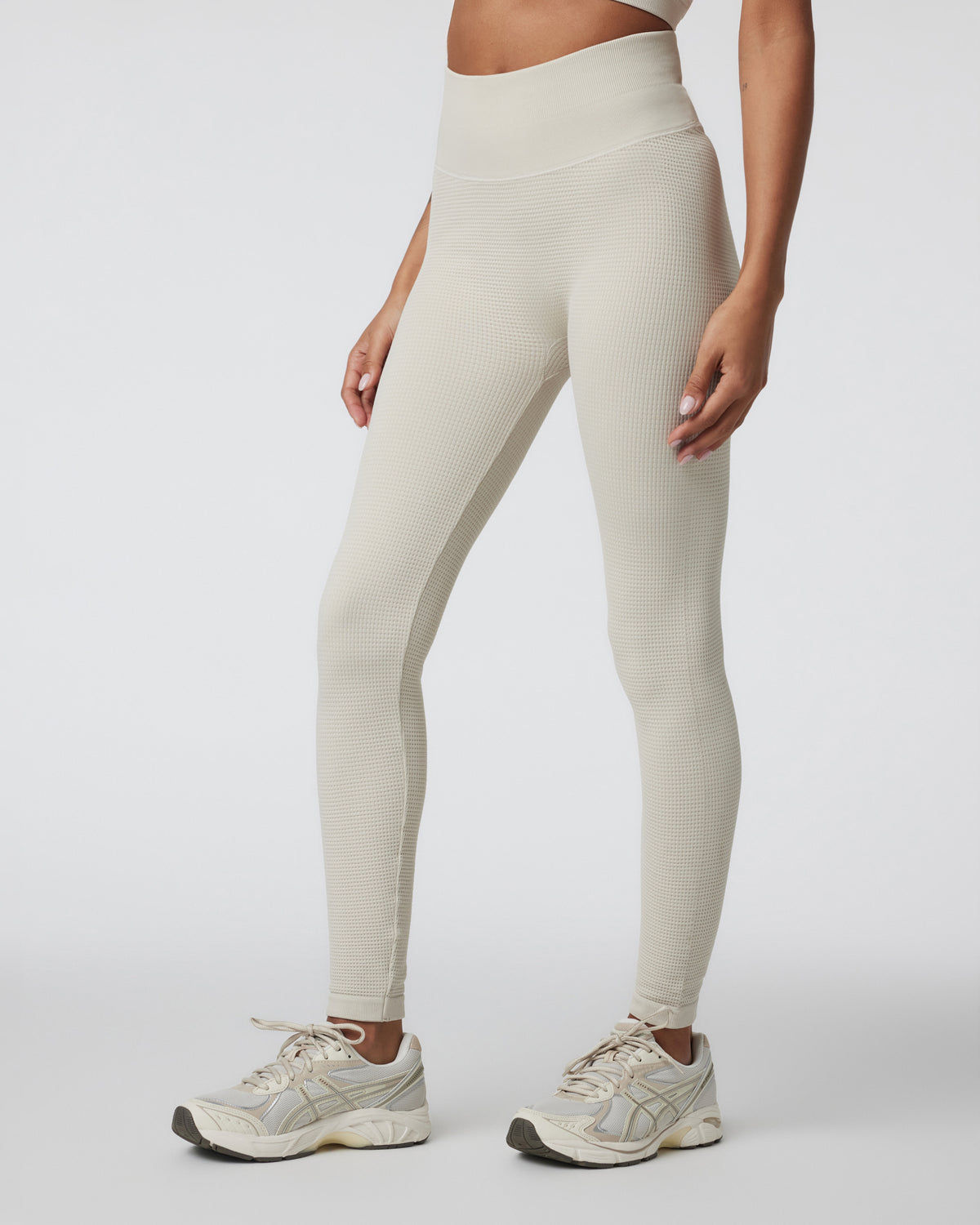 Vuori Waffle Seamless Legging Ecru High Rise Leggings