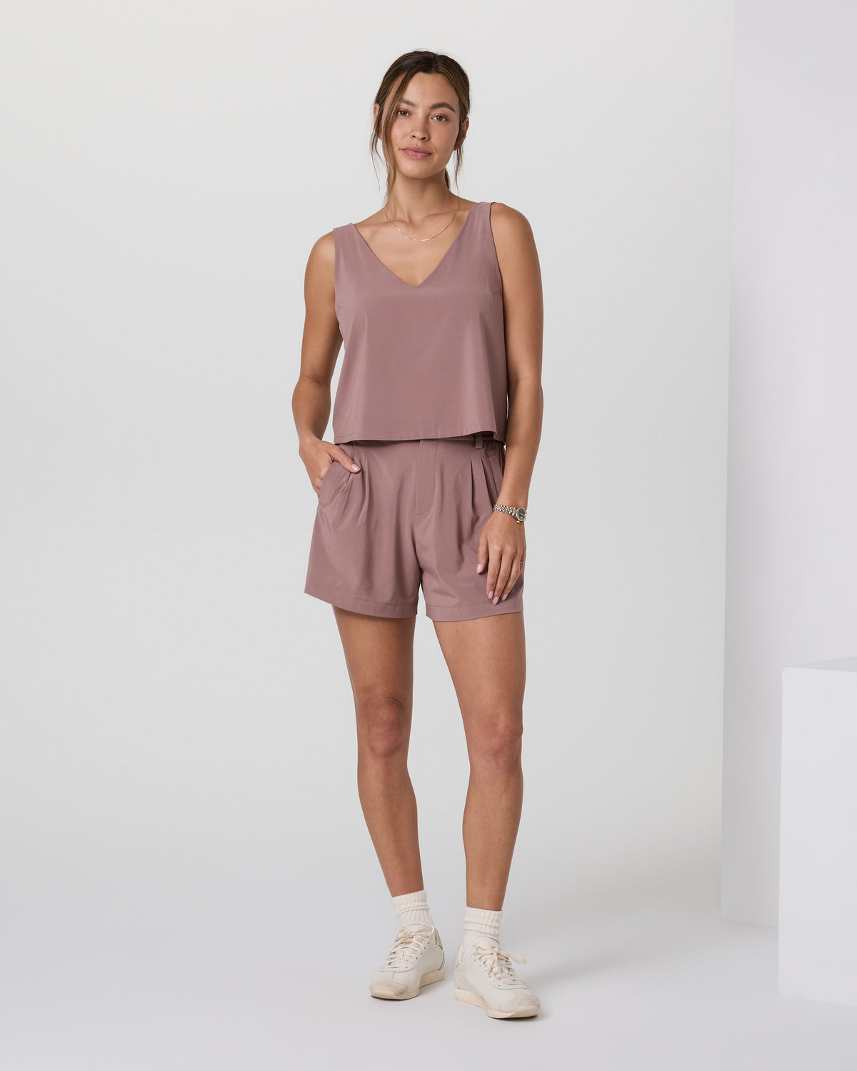 Vuori Villa Trouser Shorts Zion Rose Pleated Shorts
