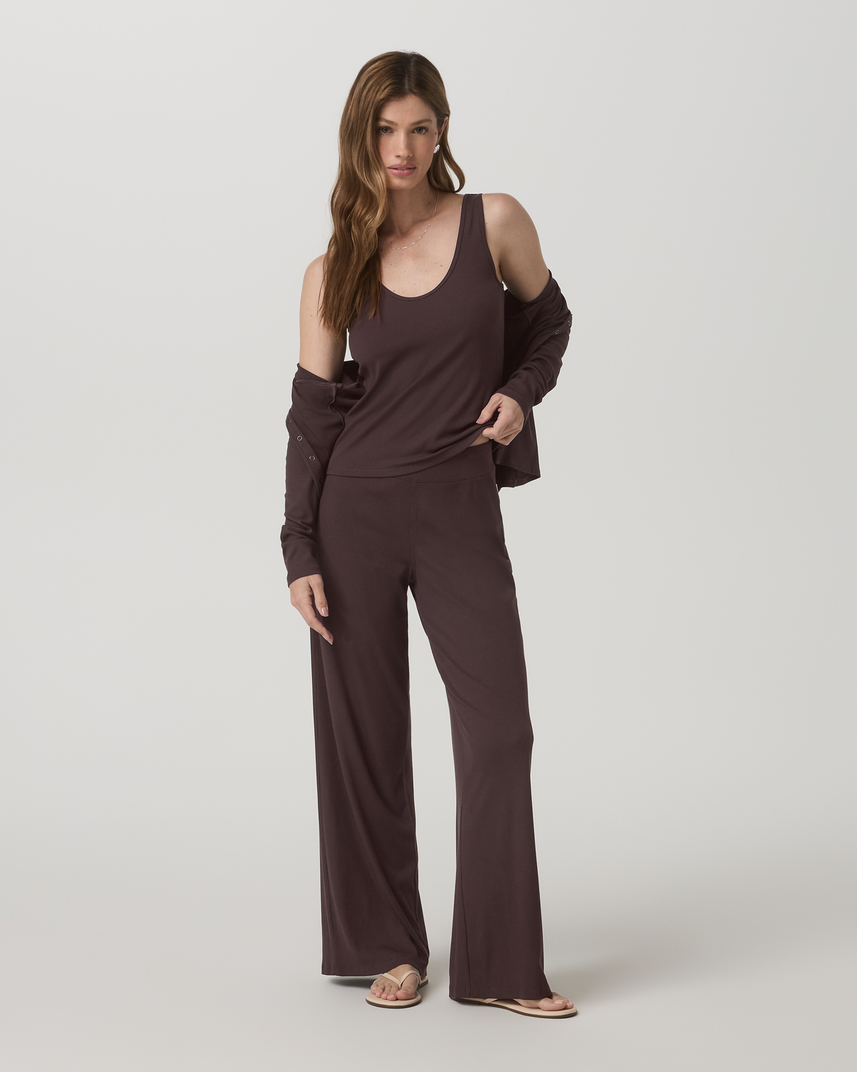 Vuori Pose Twin Tank Women's Fitted French Roast Tank Top