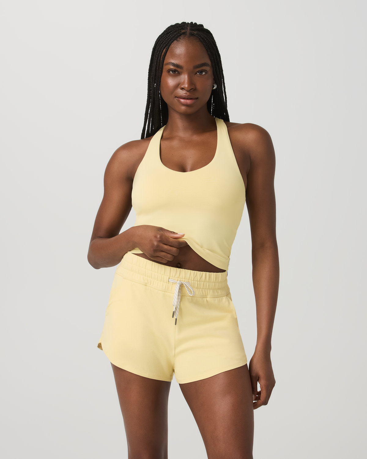 Vuori Halo Performance Crop Tank 2.0 Lemon Snap Heather Top