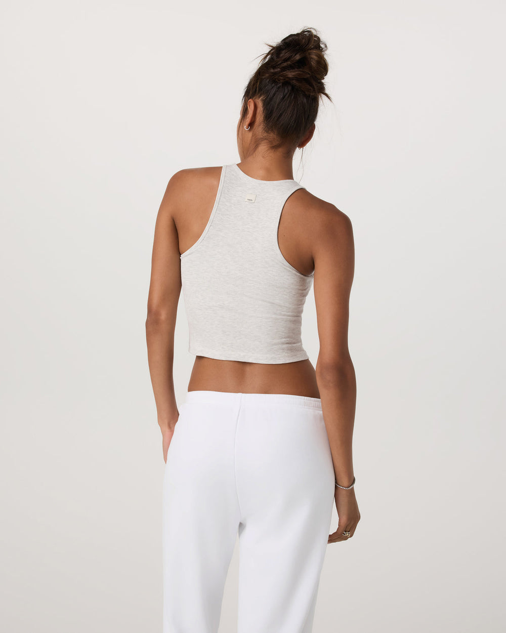 Vuori Pose Plyo Tank White Rib Tank Top with Built in Bra