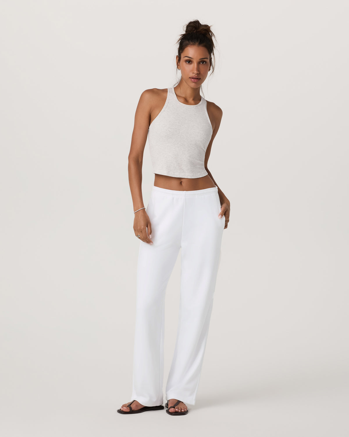 Vuori Pose Plyo Tank White Rib Tank Top with Built in Bra