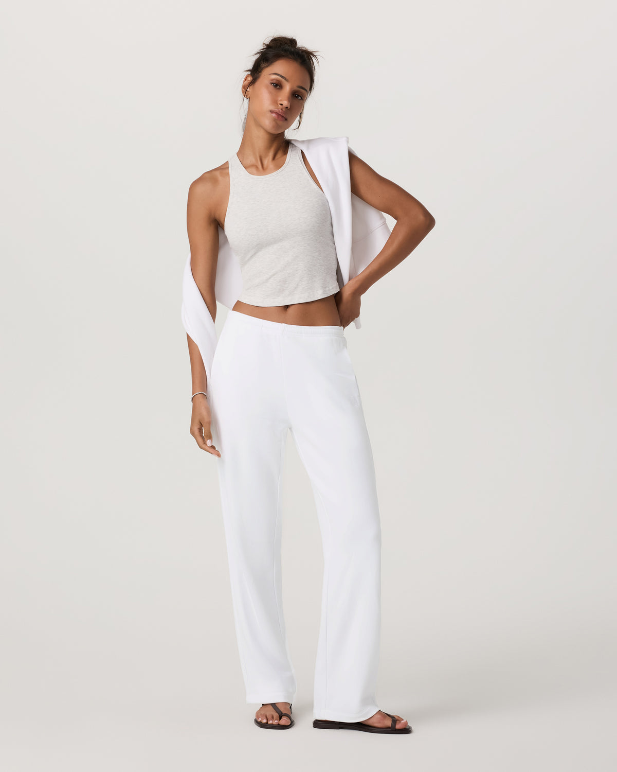 Vuori Pose Plyo Tank White Rib Tank Top with Built in Bra