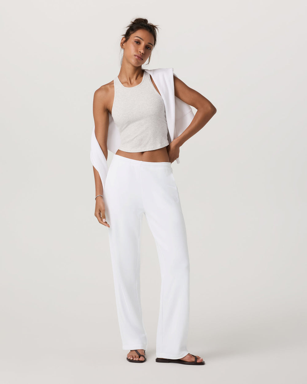Vuori Pose Plyo Tank White Rib Tank Top with Built in Bra