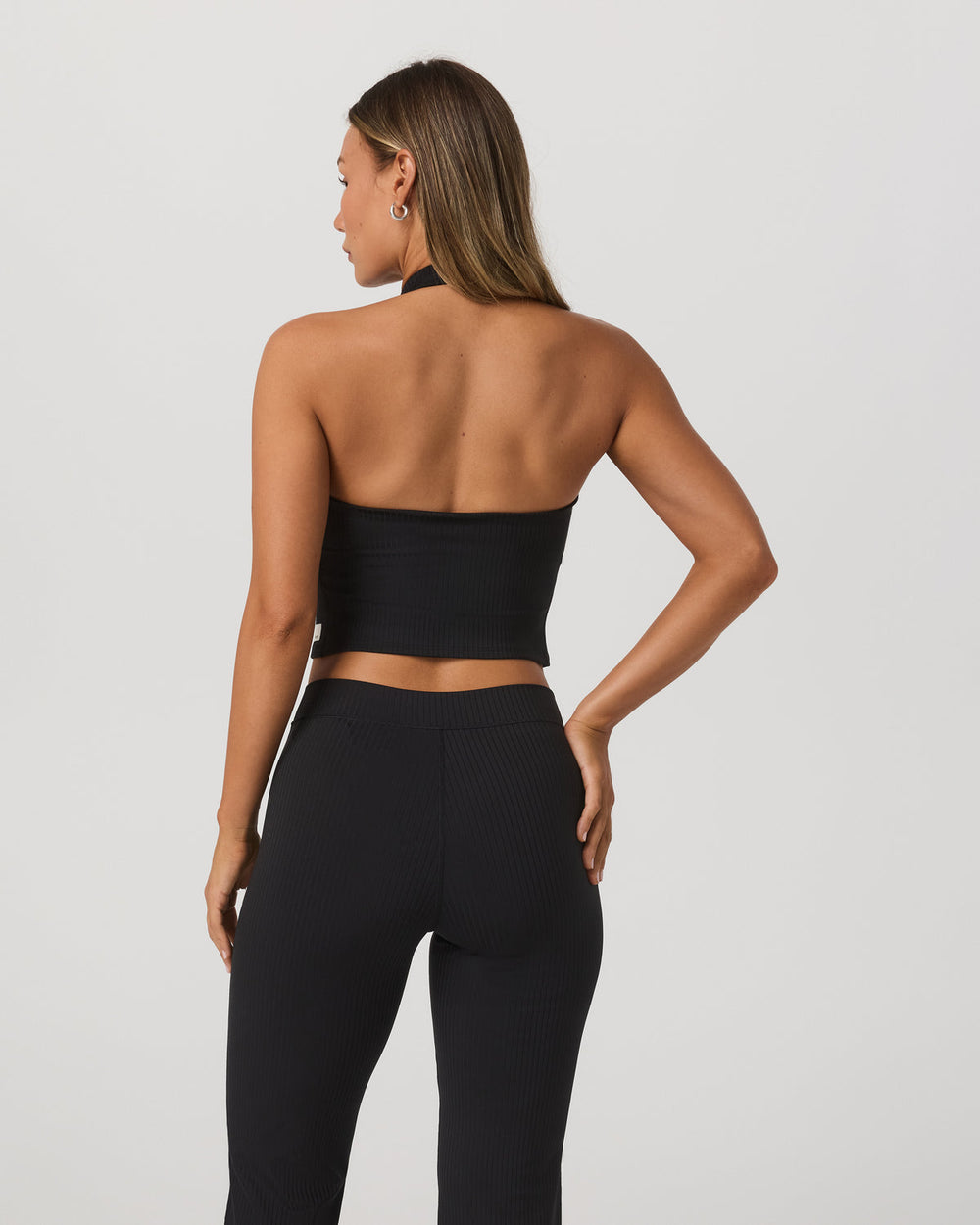 Vuori Inversion Rib Tank Women's Black Halter Fitness Top