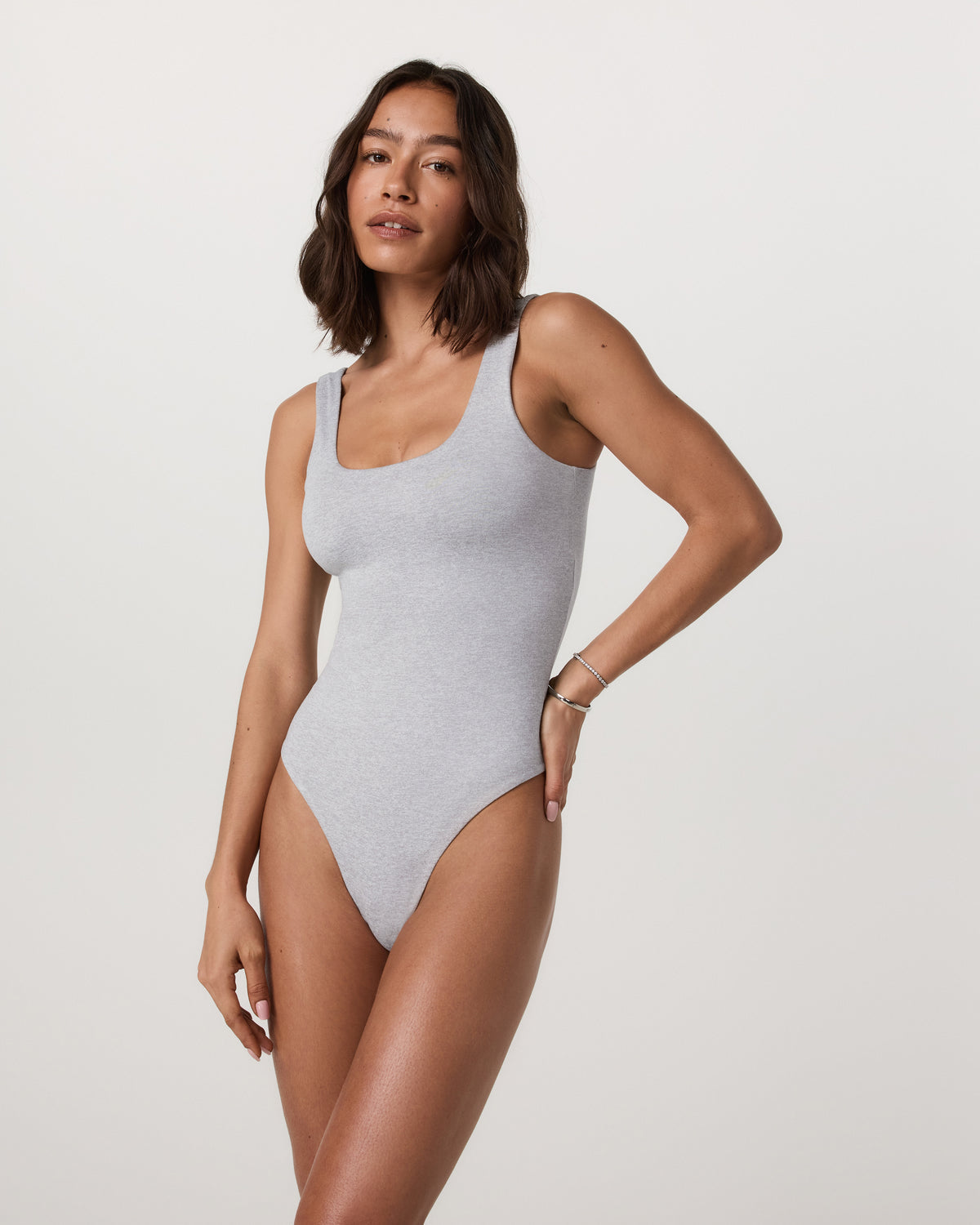 Vuori Sleeveless Halo Bodysuit Pale Grey Heather Bodysuit