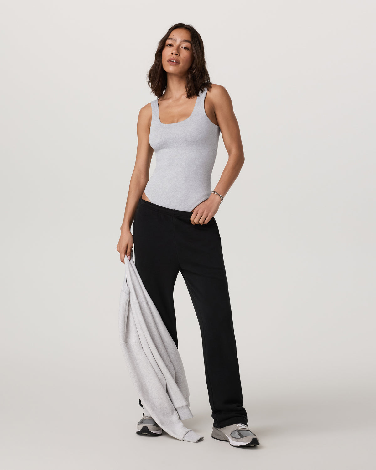 Vuori Sleeveless Halo Bodysuit Pale Grey Heather Bodysuit