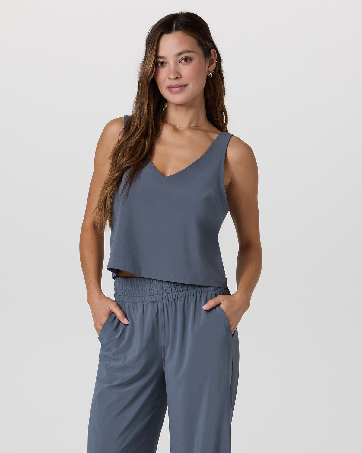 Vuori Villa Cropped Tank Azure