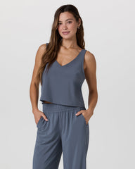 Vuori Villa Cropped Tank Azure