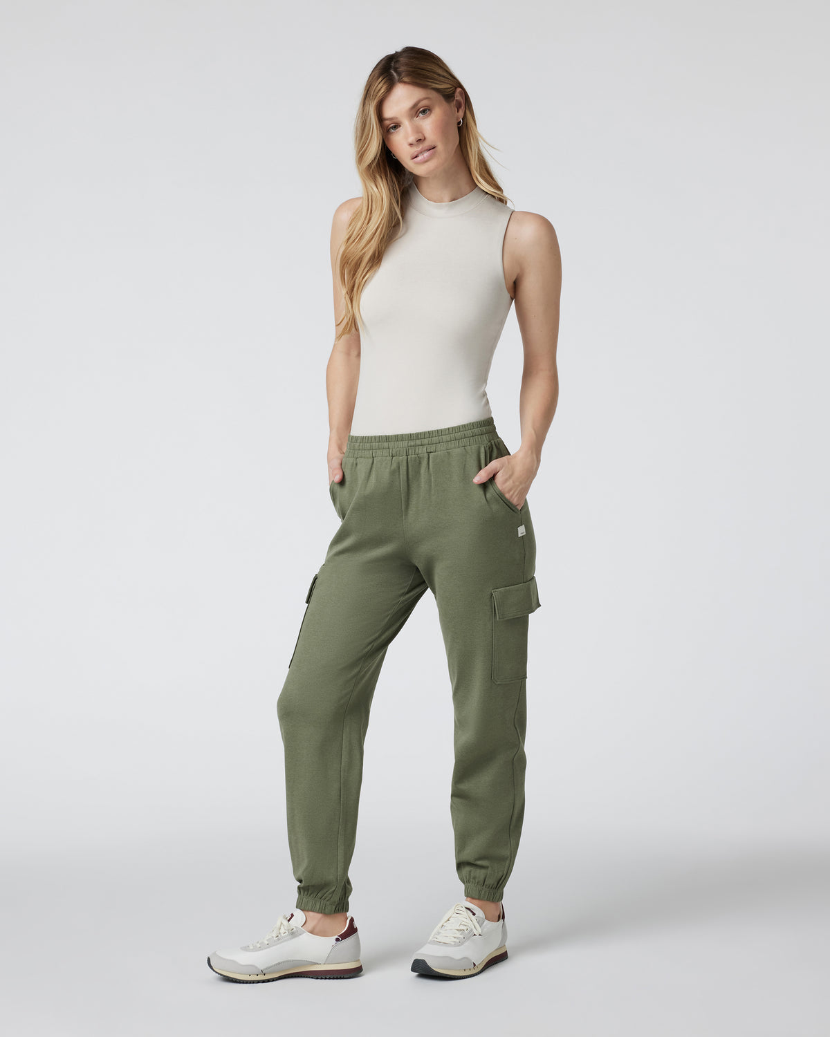 Vuori Halo Mock Bodysuit Milkweed Sleeveless Bodysuit