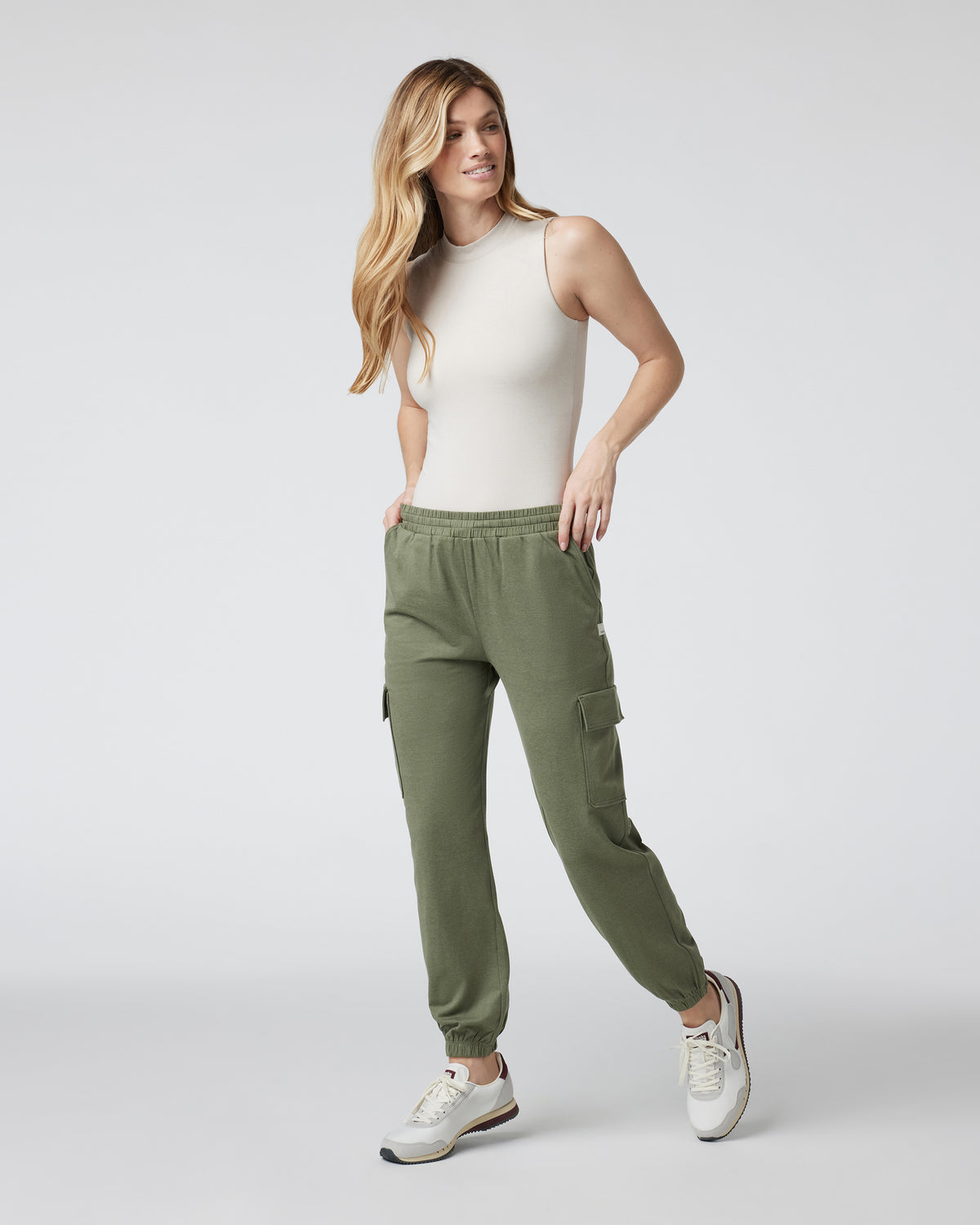 Vuori Halo Mock Bodysuit Milkweed Sleeveless Bodysuit