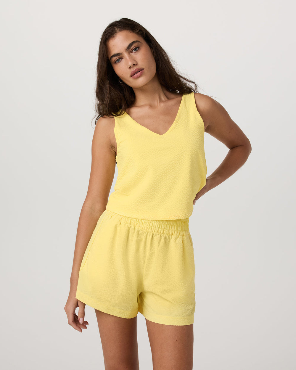 Vuori Villa Textured Crop Tank Sunlight